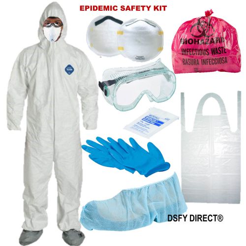 Tyvek chemical hazmat suit large white new size l safety bug out survival kit for sale