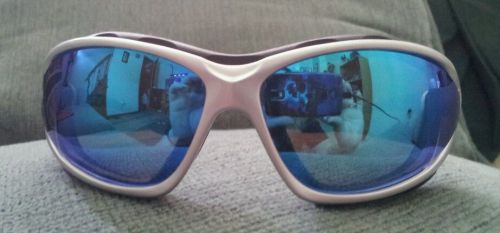 Harley davidson safety glasses with silver frame and blue mirror lens - used. for sale
