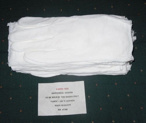 LOT 4 Dozen PR.Industrial Gloves,Unhemmed,Women&#039;s One Size,Cotton,Light weight