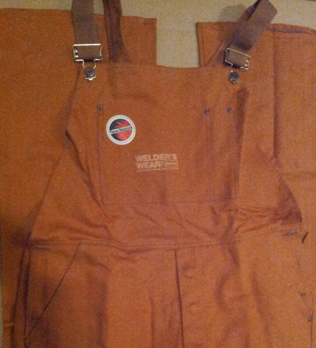 Bib Overalls Welder&#039;s Wear By Stanco W670 100% Cotton Size Medium Brown New