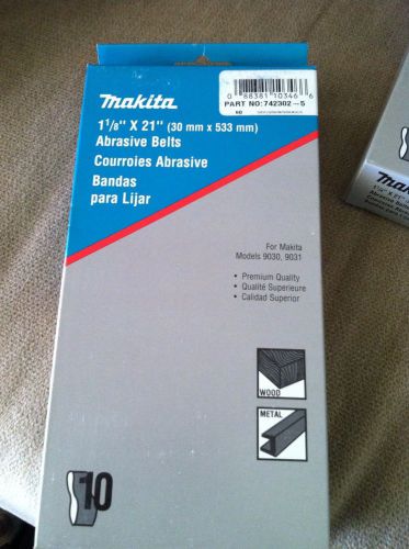 NEW Makita 742302-5 1-1/8&#034;x 21&#034; Abrasive Sander Belt - 60 Grit 1 Box 10 Belts