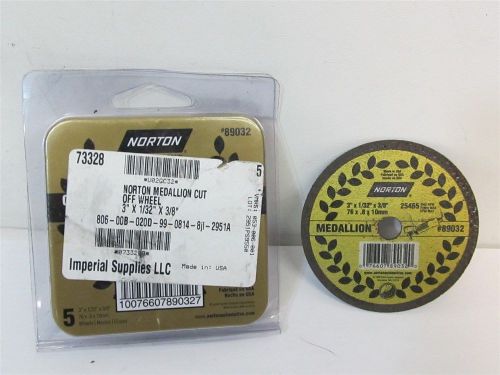 Norton 89032, 3&#034; x 1/32&#034; x 3/8&#034; Medallion Cutoff Blades - 5 each