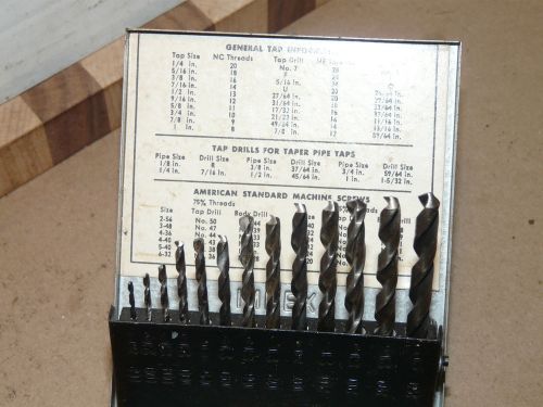 Vintage UTD (Union Twist Drill) Drill Index 1/16” –  1/4 ” in 64ths (12 Bits) INV