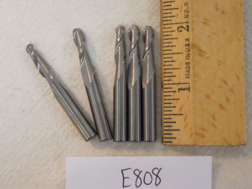 5 NEW 6 MM SHANK CARBIDE ENDMILLS. 2 FLUTE. BALL. MADE IN THE USA  {E808}