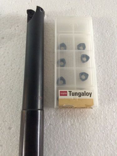 TUNGALOY 3/4 DIA HI-FEED INDEXABLE ENDMILL W/10 CARBIDE INSERTS