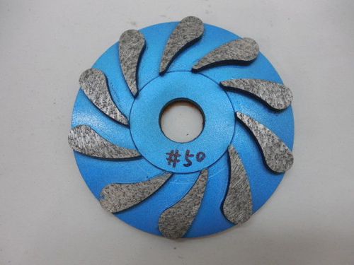 5&#034; 10-seg # 50 stone concrete  diamond grind wheel 24 mmm hole soft bond velcro