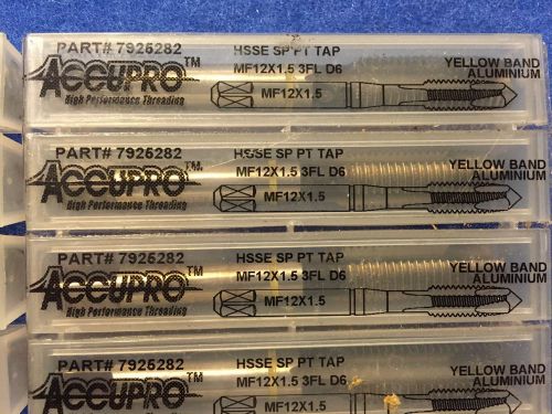 (1) mf12 x 1.5 yellow band aluminium hhse spiral point tap, 3 flute, d6 for sale