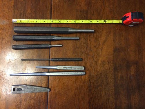 Mixed lot of 7 - punches (5), line-up pin (1), and drift pin (1) for sale