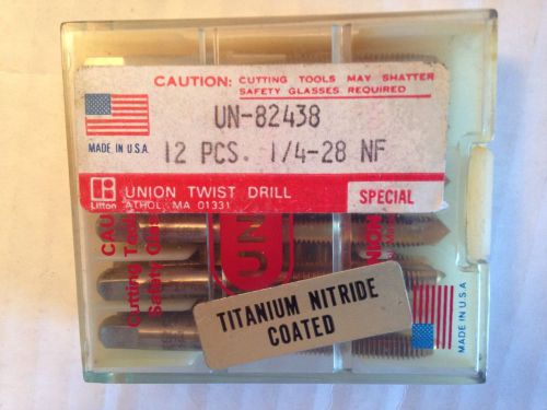 (12) pieces tap 1/4-28 hss heat treated titanium usa made gh3 plug tap 2 fl for sale