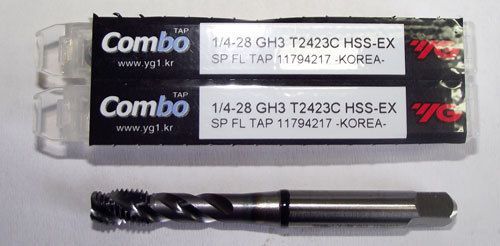 3pc 1/4-28 YG1 Combo Tap Spiral Flute Taps for Multi-Purpose Coated