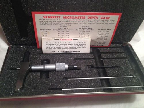 Machinist lathe tool starrett micrometer depth gage #443 nice in original box for sale