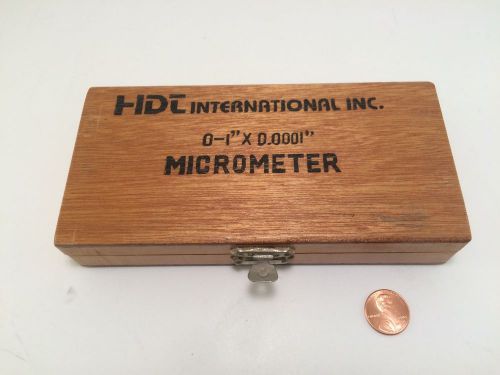HDT International Inc Micrometer 0-1 X 0.0001 Vintage Wooden Case