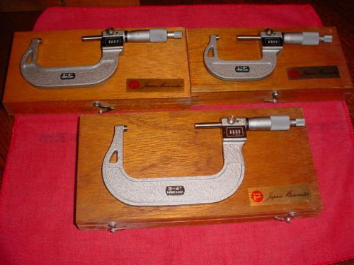 SET OF NSK DIGITAL MICROMETERS, NEW, 2&#034;, 3&#034;, AND 4&#034; IN WOOD BOXES