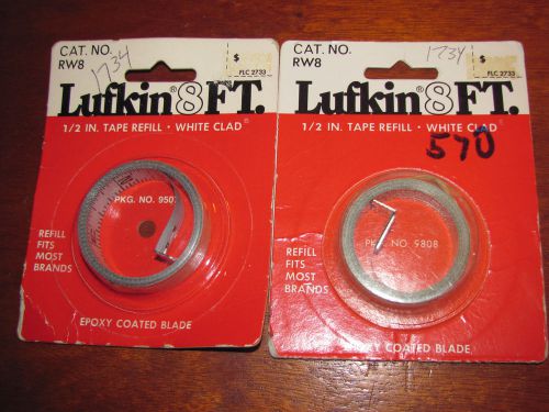 LOT OF 2 BRAND NEW REPLACEMENT 8&#034; MEASURING TAPE BLADES . 1/2&#034; WIDE , LUFKIN