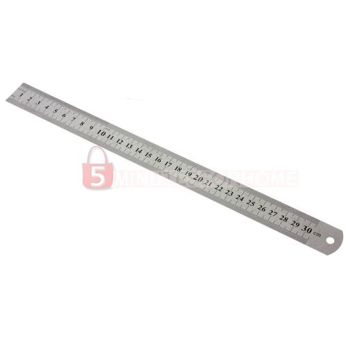 12inches straight measuring gauge stainless steel ruler craft diy tool silver for sale
