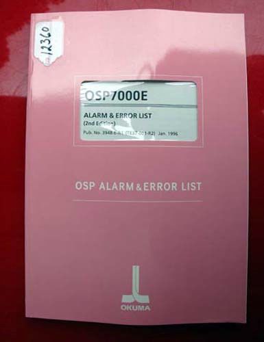 Okuma OSP7000E Alarm &amp; Error List: 3948-E-R1 (TE37-001-R2) (Inv.12360)