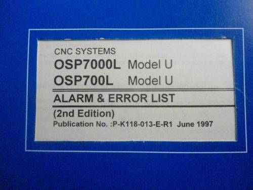 OKUMA OSP 7000L-700L MANUAL ALARM &amp; ERROR LIST