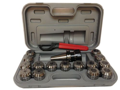 CAT40 ER40-70/2-3/4&#034; COLLET CHUCK SET W/ WRENCH, NUT,15PC COLLETS HIGH PRECISION