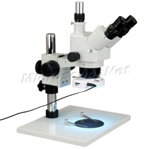 Stereo microscope trinocular zoom 5-80x+0.5x barlow+64 led ring light+stand for sale