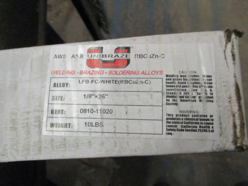 FLUX COATED BRAZING ROD 1/8&#034; X 36&#034; X 10# BOX UNIBRAZE BRAND