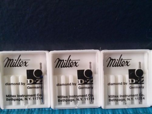 Unused (new) Miltex 802/010 diamond dental burs (3 burs)