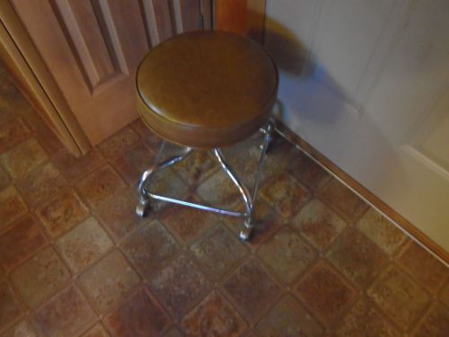 Vintage E.F. Brewer Swing-Matic Chrome Adjustable Doctor Dental Exam Stool Seat