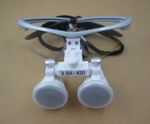 1pc3.5X-420mm Dental Surgical Binocular Loupes without battery Siver + White