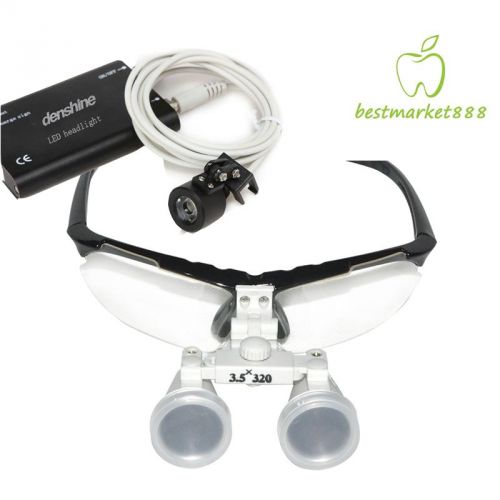 3.5x320mm binocular loupes dentist dental surgical medical+led head lamp light+a for sale