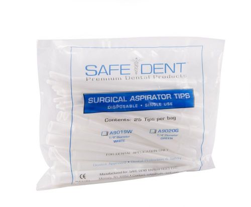 SafeDent Surgical Aspirator Tips Disposable Single Use 2500 Case - 1/8&#034; White
