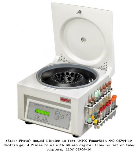 Unico powerspin mxd c8704-10 centrifuge, 4 places 50 ml with 60 min digital for sale