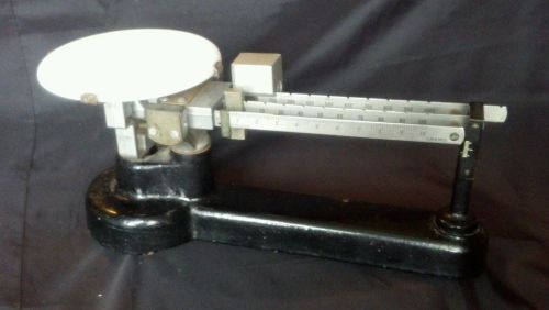 Antique cast iron white glass central scientific scale co usa triple beam 1110gr for sale