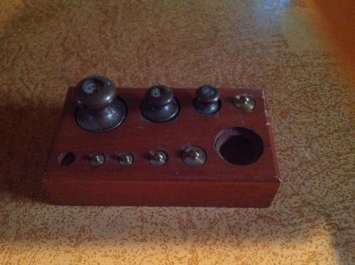Vintage Brass Scale Calibration Weight Set with Wood Case