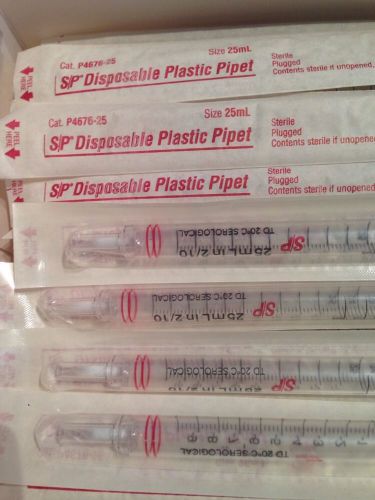 ALLEGIANCE 25mL Disposable Serological Pipets Red Sterile Plugged 40 Pipets