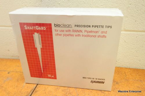SHAFTGARD BIOCLEAN PRECISION PIPETTE TIPS 10UL RT-10G 960 TIPS IN 10 RACKS