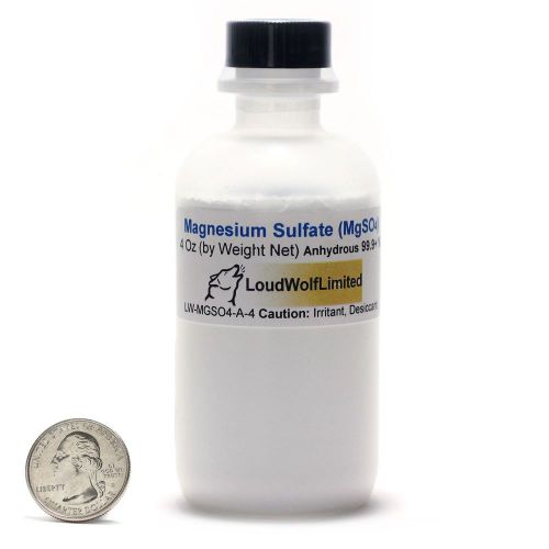 Magnesium sulfate &#034;anhydrous&#034; / 4 ounces / 99.9% usp food grade / ships fast for sale