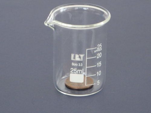 4 BEAKERS 25ml Lab Glass Spout Laboratory Form Flasks Flat Bottom Beaker new !!!
