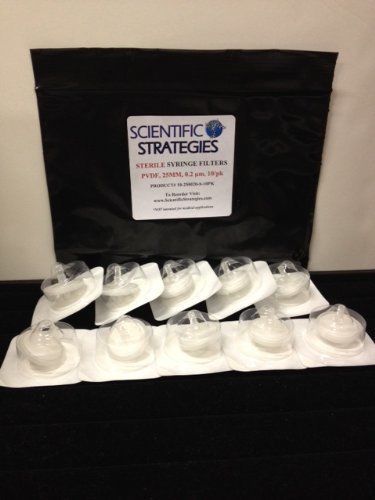 Sterile Syringe Filters, PVDF, 25mm diameter,  0.2um, Individual Packaged, 10/pk
