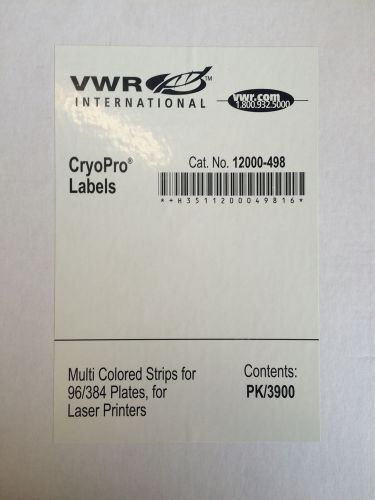 VWR CryoPro Labels Cat 12000-498 Multi Colored Strips PK/3900 NEW!