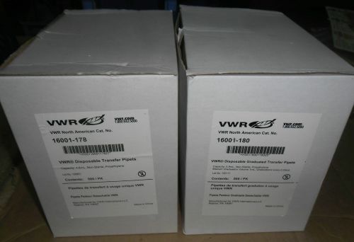VWR 16001-178 Transfer Pipet 4Ml Pk500 + 16001-180 Transfer Pipet 4Ml Pk500 each