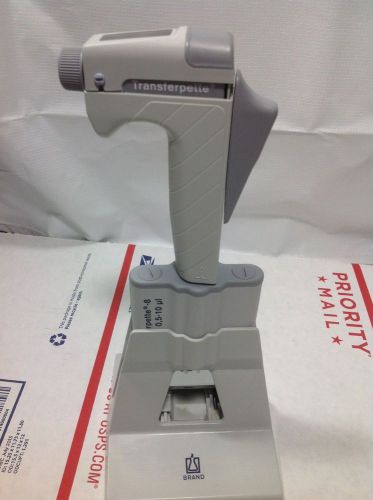 BrandTech Transferpette 8 Channel Manual Pipette, 0.5-5.0 uL #1 with stand
