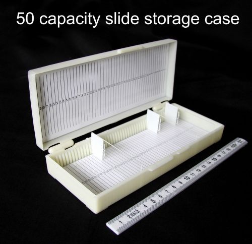 Microscope slide storage case box 50 capacity archiving transport hinged lid