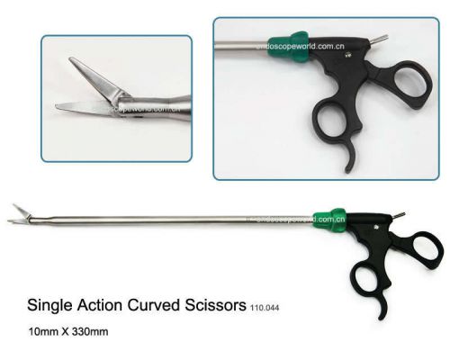 New Laparoscopy 10X330mm Single Action Scissors Curved