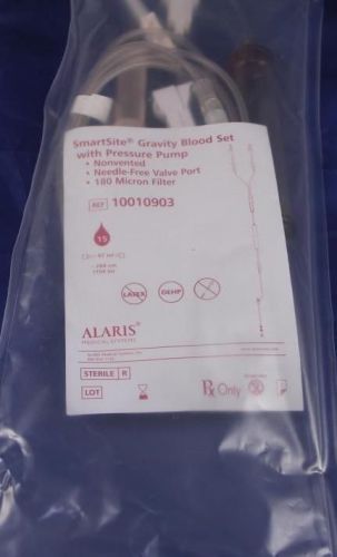 Alaris smartsite gravity blood set w/ pressure pump 15 drop 10010903 - lot of 20 for sale