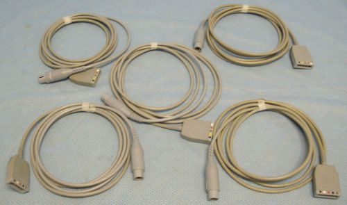 Lot of 5 datascope 3/5 lead ecg patient cables #0012-00-1255-01 for sale