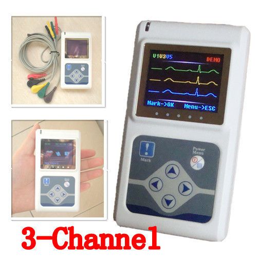 Color LCD CardioScape 3-channel Holter Monitor 24 Hours Recorder+Software Analys
