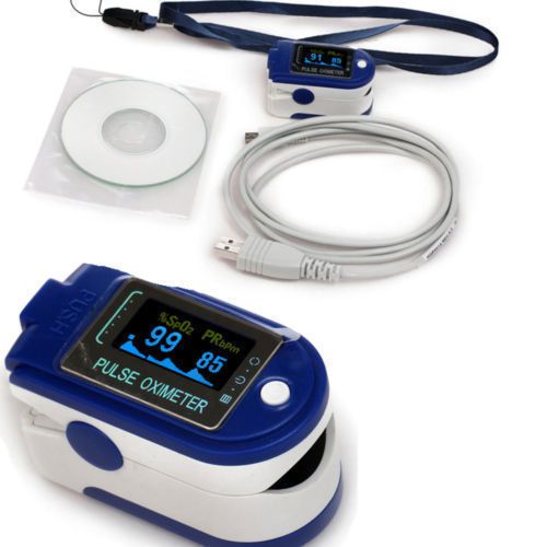 CE FDA Fingertip Pulse Oximeter Spo2 Monitor Blood Oxygen PC software+ CASE