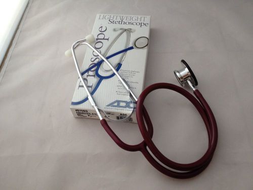 Stethoscope, dual head, lt. weight, adult, adc #670 , burgundy for sale