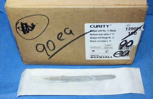 KENDALL Curity Scalpel Handle w/ No. 11 Stainless Blade Sterile 90 Each 139091