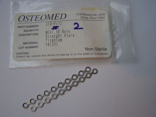 2-OSTEOMED Titanium Mini 10 Hole Straight Plate 210-0032 Orthopedic Instruments