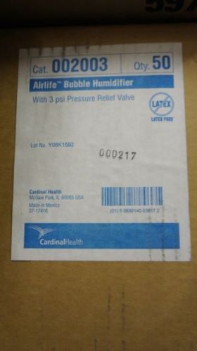 Airlife 002003 bubble humidifier with 3 psi pressure relief valve  ~ box of 50 for sale